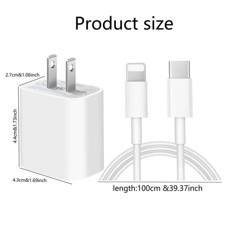 30W PD Fast Charging Head & Data Cable, Durable Portable Charger Head & Cable for Cellphone Headphones Tablet, Phone Charger for iPhone 14 13 12 11 X 8 7 6 AirPods, Smartphone Devices Accessories