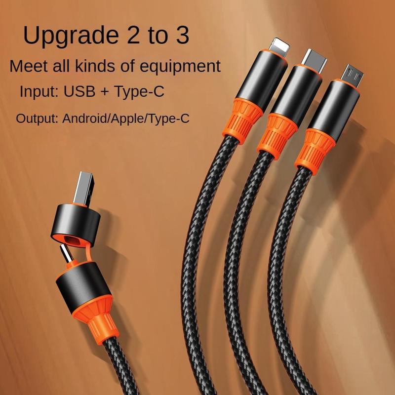 100W Multi-function 3-in-1 Fast Charging Cable, Two-to-three Fast Charging Data Cable and High-power Charging Cable, Universal Tablet & Computer Accessories