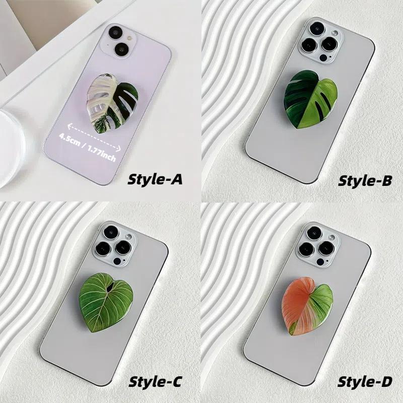 Creative Tropical Leaf Design Phone Grip, 1 Count Foldable Mobile Phone Stand, Mobile Phone Decoration Accessories for iPhone & Android