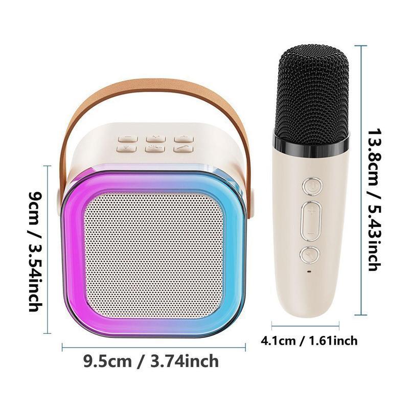 Portable Wireless Karaoke Speaker with 2 Microphone, HiFi Stereo Sound Subwoofers, KTV Speaker with RGB Colorful LED Lights, Karaoke Machine Sound System