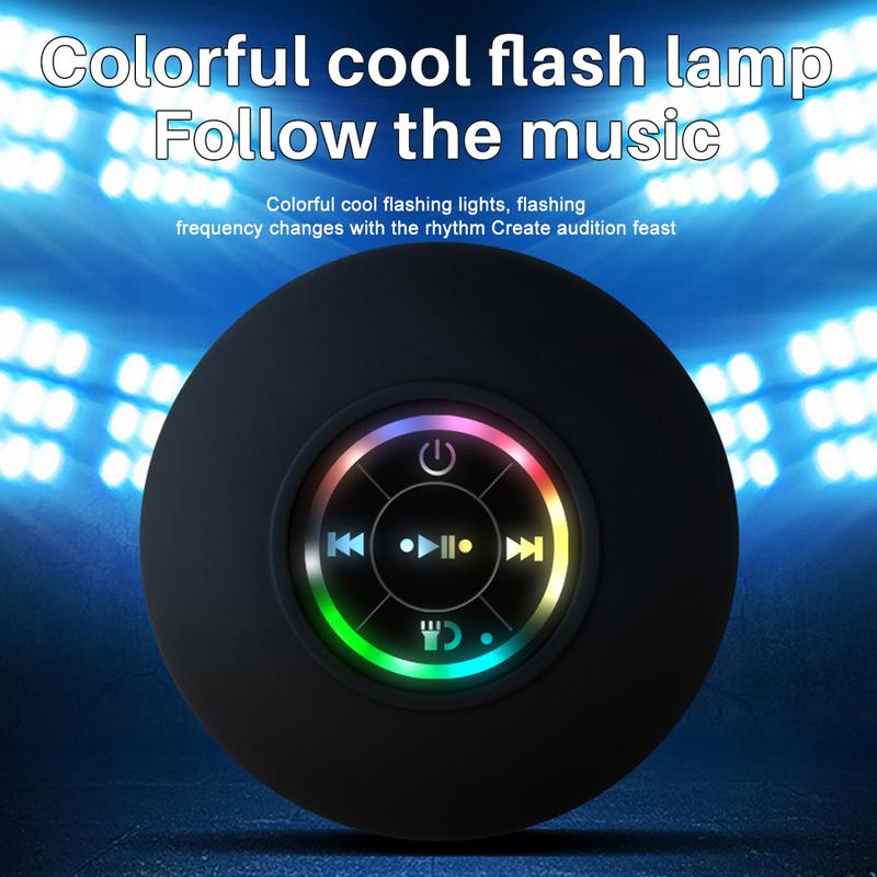 Portable Mini Bluetooth Shower Speakers, Wireless Speaker with Suction Cup, lP67 Waterproof Speaker with LED Light, Pairs Easily to Phones, Tablets, Computer,for Parties, Bathroom, Travel, Home And Outdoors,Halloween Thanksgiving Christmas New Year Gifts