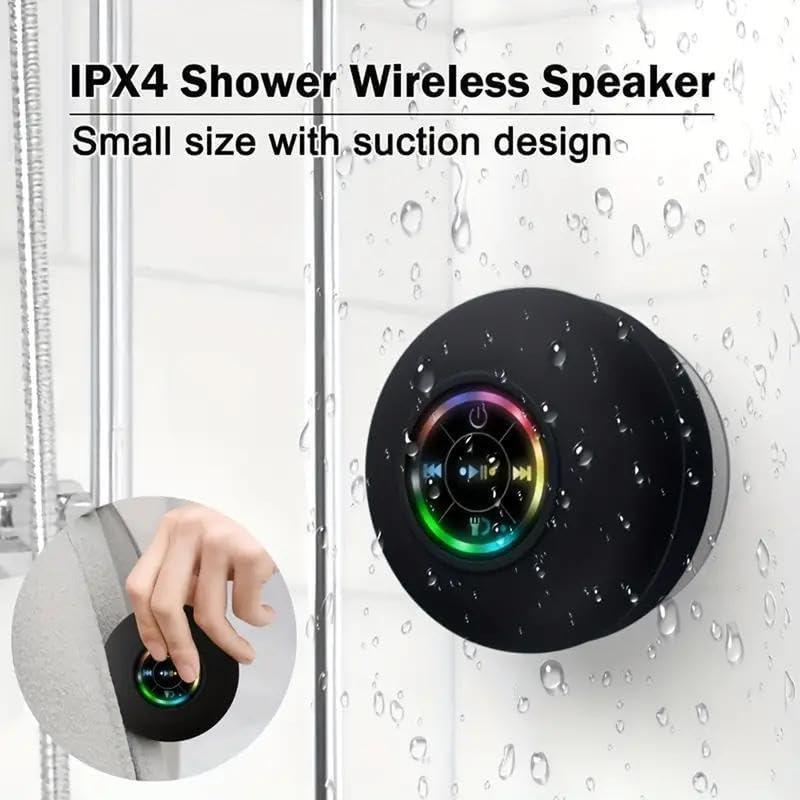 Portable Mini Bluetooth Shower Speakers, Wireless Speaker with Suction Cup, lP67 Waterproof Speaker with LED Light, Pairs Easily to Phones, Tablets, Computer,for Parties, Bathroom, Travel, Home And Outdoors,Halloween Thanksgiving Christmas New Year Gifts