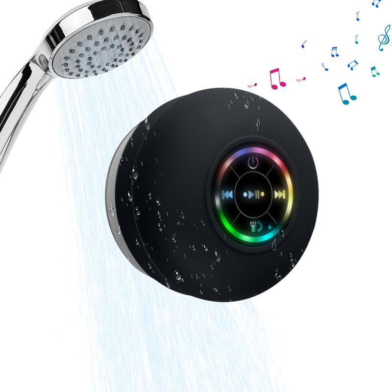 Portable Mini Bluetooth Shower Speakers, Wireless Speaker with Suction Cup, lP67 Waterproof Speaker with LED Light, Pairs Easily to Phones, Tablets, Computer,for Parties, Bathroom, Travel, Home And Outdoors,Halloween Thanksgiving Christmas New Year Gifts