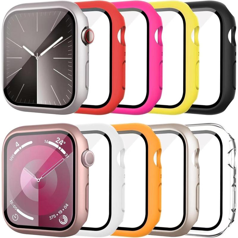 10 Pack Case with Tempered Glass Screen Protector for Apple Watch Series 9 8 7 45mm, Hard PC Face Cover, Full Protective Bumper Compatible with iWatch 45mm Accessories