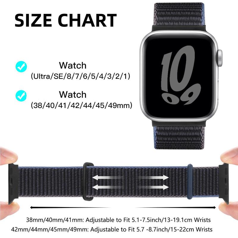 Stretchy Solo Loop Band(Band Only), 2 Counts Soft Braided Sport Elastic Straps, Sport Elastic Straps for iWatch Ultra 2 Ultra 1 SE Series 9 8 7 6 5 4 3 2 1