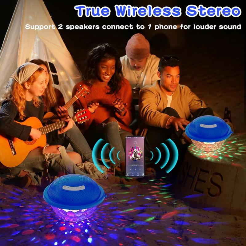 Pool Speaker,Floating Pool Speaker with Colorful Lights,Hot Tub Speaker IP68  Pool Speaker,16W Loud Stereo Sound  Speaker,TWS Pairing Floating Speaker for Pool