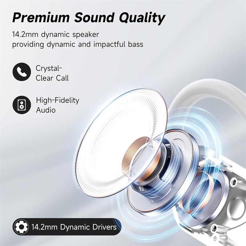 Open wireless 5.4 earphones,  ear hooks with 60H playback time, earplugs with LED black Audio Headphones playtime ear Headset Electronic