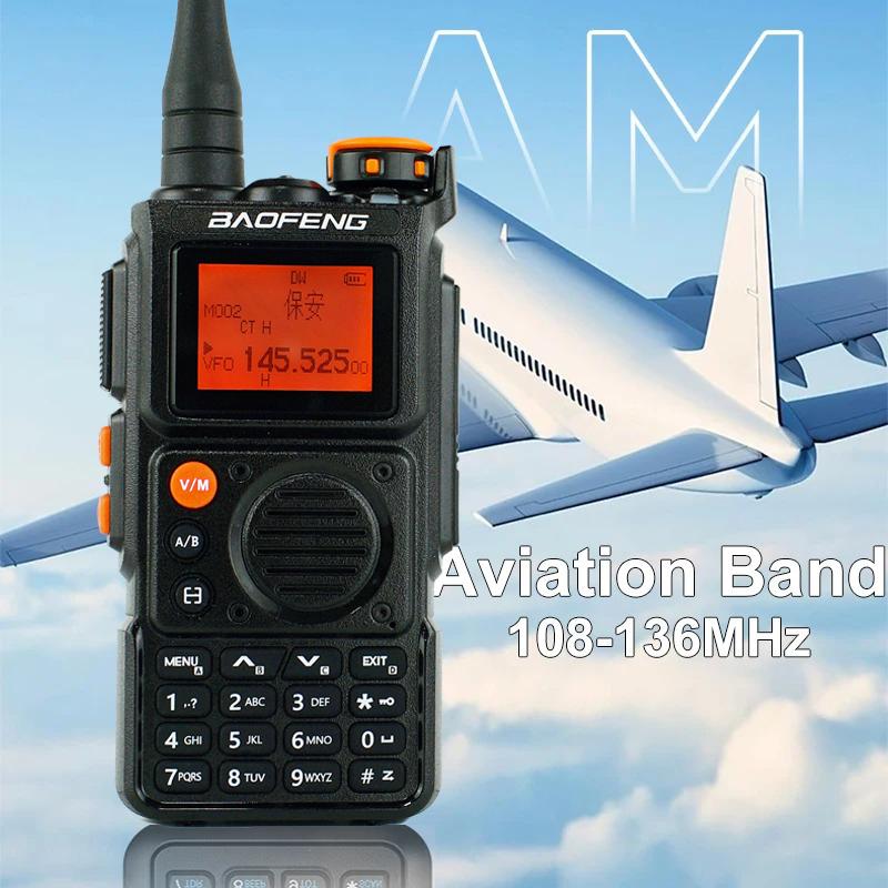 BAOFENG K6 Tri-Band Walkie Talkies - Long Range Handheld Ham Radio  with Copy Frequency, Programming Cable,Speaker Mic,Type-C Charging,BF-771 Antenna, Acoustic Tube Headset,NOAA Weather Radio and 999 Channels Audio Communication Monitoring Port