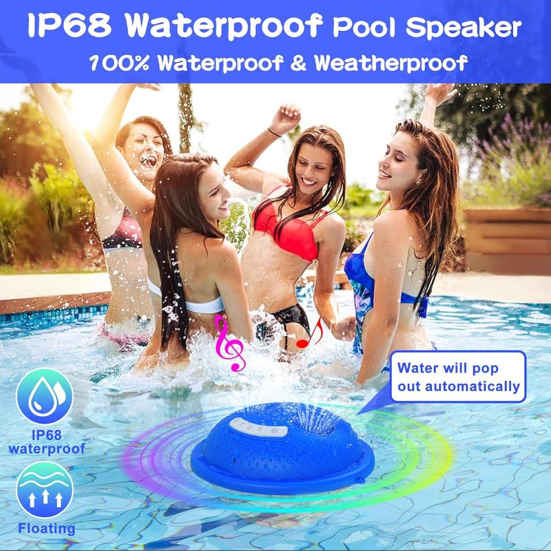 Pool Speaker,Floating Pool Speaker with Colorful Lights,Hot Tub Speaker IP68  Pool Speaker,16W Loud Stereo Sound  Speaker,TWS Pairing Floating Speaker for Pool