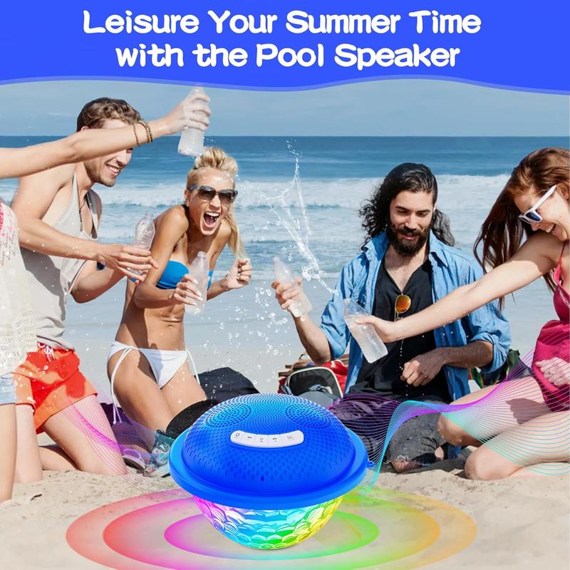 Pool Speaker,Floating Pool Speaker with Colorful Lights,Hot Tub Speaker IP68  Pool Speaker,16W Loud Stereo Sound  Speaker,TWS Pairing Floating Speaker for Pool