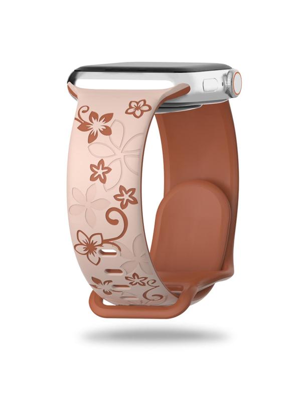 Floral Pattern Watch Band, Soft Silicone Watch Band for Women, Wearable Accessories Compatible with Apple Watch Series 9 8 7 6 5 4 3 2 1 SE Ultra