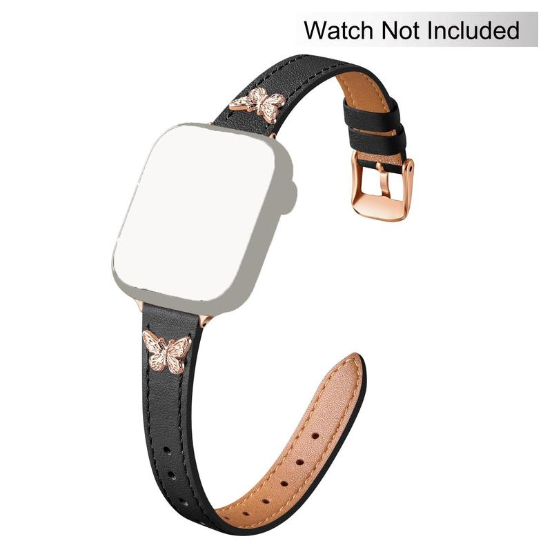 Butterfly Decor Watch Band, Top Grain Soft Faux Leather Watch Band, Fashionable Watch Band for iWatch Series SE 9 8 7 6 5 4 3 2 1