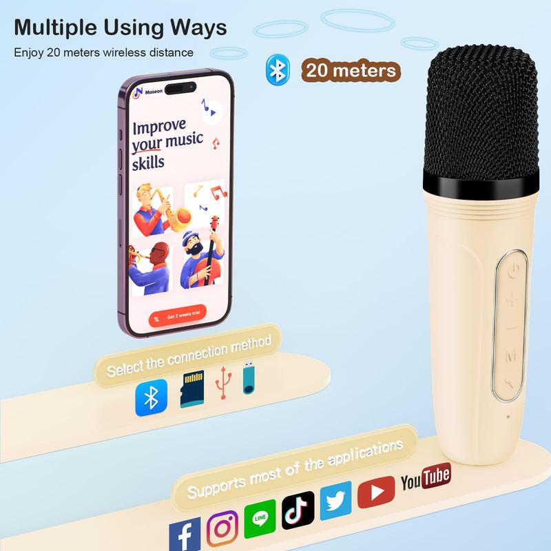 Karaoke Machine, Birthday Gifts, Mini Portable Bluetooth Speaker with Microphones, Teens Gifts Singing Machine for Home Party