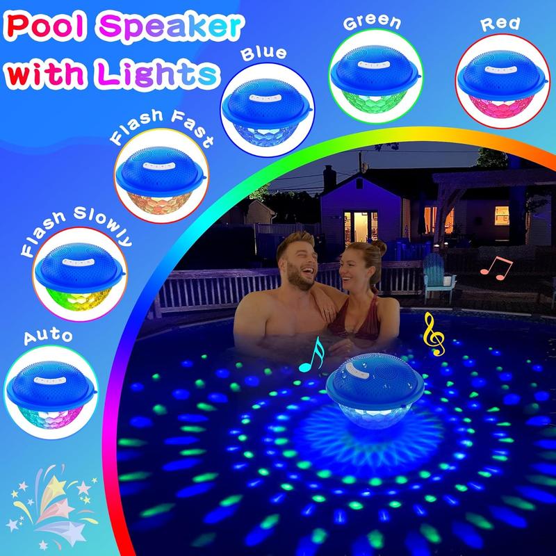 Pool Speaker,Floating Pool Speaker with Colorful Lights,Hot Tub Speaker IP68  Pool Speaker,16W Loud Stereo Sound  Speaker,TWS Pairing Floating Speaker for Pool