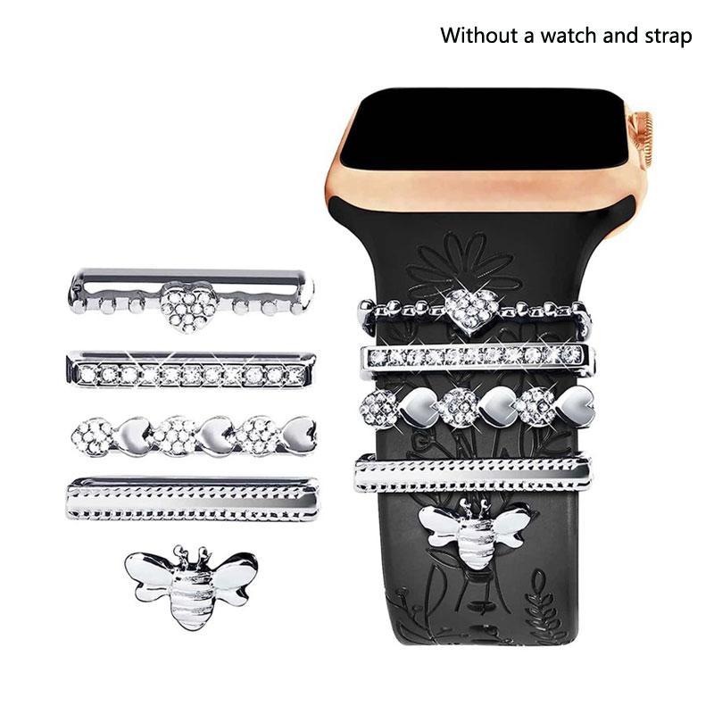 Sparkling Design Watch Band Decorative Rings, 5 Counts set Stylish Pattern Decorative Smart Watch Accessories, Suitable for 38mm 40mm 41mm 42mm  44mm 45mm Smart Watch Bands(no Watch or Band)