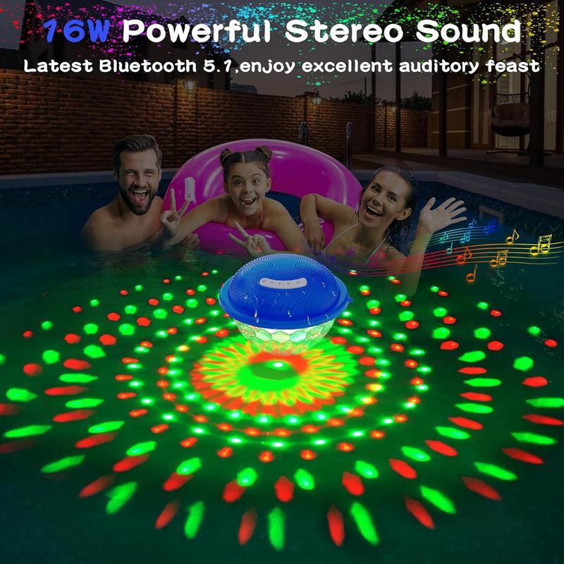 Pool Speaker,Floating Pool Speaker with Colorful Lights,Hot Tub Speaker IP68  Pool Speaker,16W Loud Stereo Sound  Speaker,TWS Pairing Floating Speaker for Pool