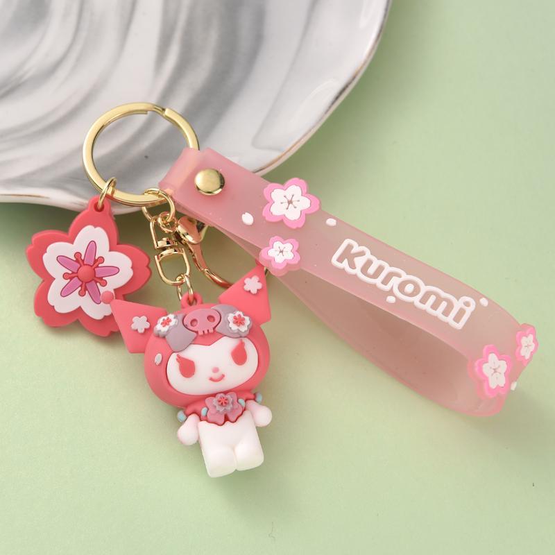 SANRIO Cute Cartoon Cat Dog Design Phone Chain, Cherry Blossom Series Keychain for Women & Girls, Fashion Phone Decorative Accessories for Daily Use