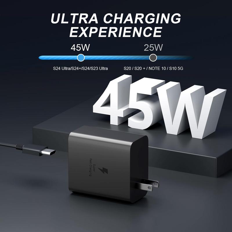 Samsung Super Fast Charger Type C 45W GaN Power USB C Charger PPS PD Fast Charging Block and 6.6ft C Cable for Samsung Galaxy S24 Ultra S24 S24+ S23 Ultra S23 S23+ S22 S22 Ultra S22+ Note10 Note20 S20