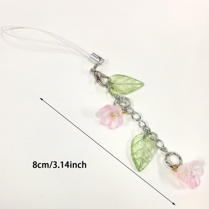 Cute Flower & Leaf Design Phone Lanyard, Creative Keychain Pendant, Phone Strap Decoration for Women & Girls, Mobile Phone Decorative Pendant