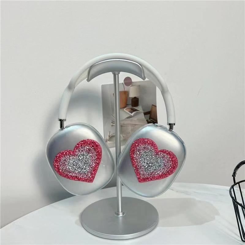 Heart Pattern Clear Earphone Case, 1 Pair Earphone Decorative Cover, Earphone Protective Case Compatible with Apple Airpods Max