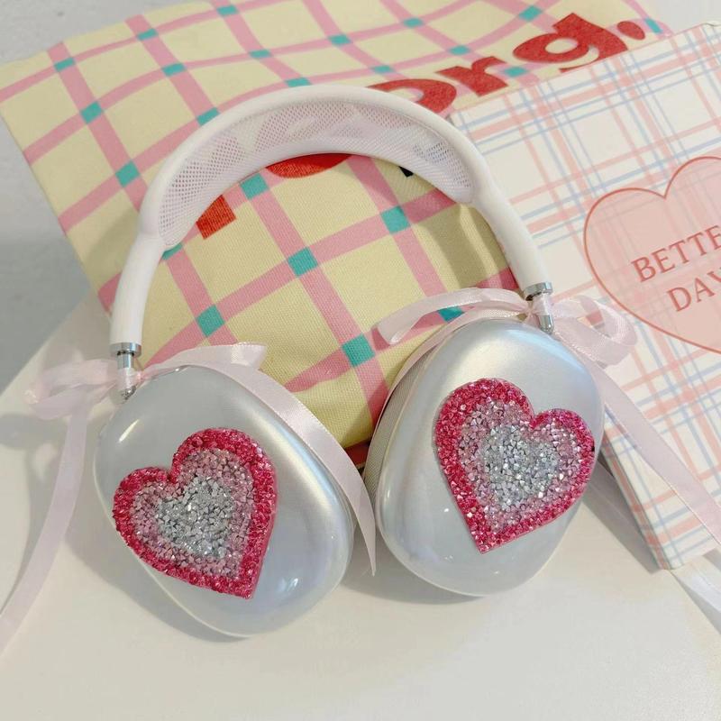 Heart Pattern Clear Earphone Case, 1 Pair Earphone Decorative Cover, Earphone Protective Case Compatible with Apple Airpods Max