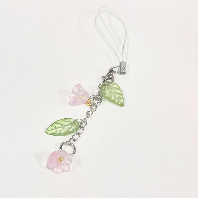 Cute Flower & Leaf Design Phone Lanyard, Creative Keychain Pendant, Phone Strap Decoration for Women & Girls, Mobile Phone Decorative Pendant