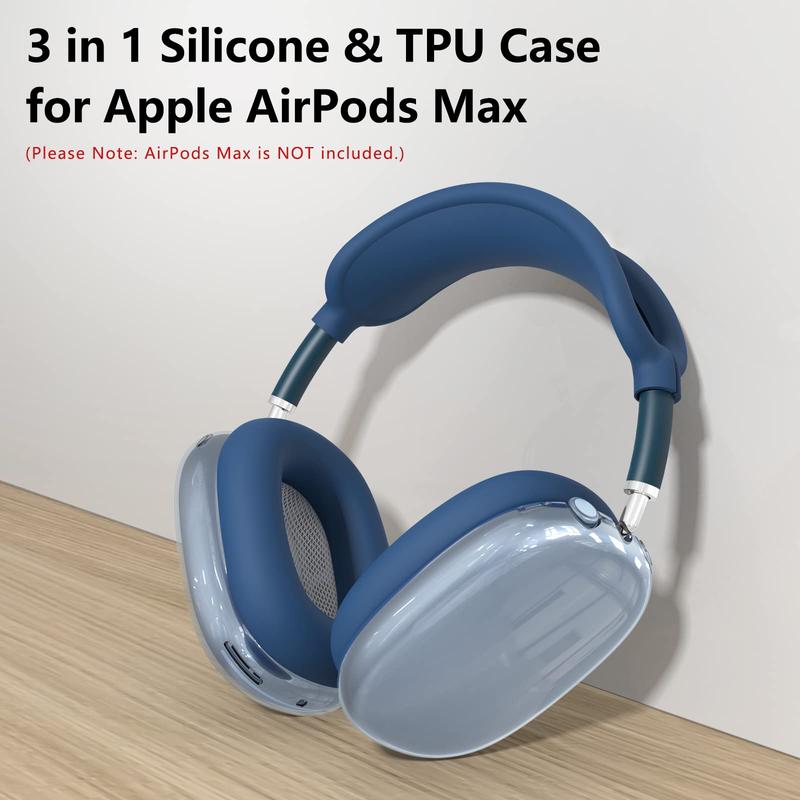 Silicone Protective Case, Clear Soft TPU Ear Cover Ear Pad Protective Case Headband Cover, Earphone Accessories for Apple AirPods Max