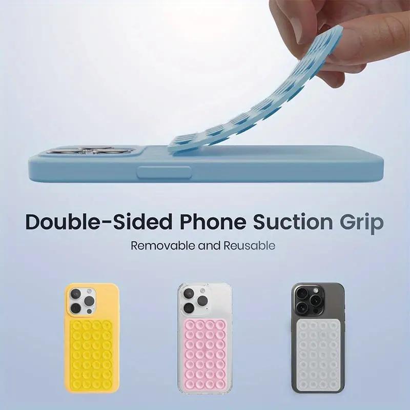 Double Sided Silicone Phone Sticky Grip, Suction Phone Case Mount, Hands-free Sticky Cell Phone Grip, Mobile Phone Holder for Selfies and Videos