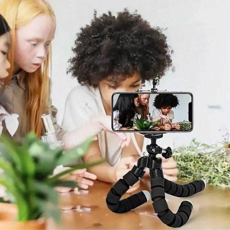 Flexible Phone Tripod, 1 Count Mini Octopus Cell Phone Holder, Foldable Table Tripod Handheld Tripod for iPhone Android Smartphone