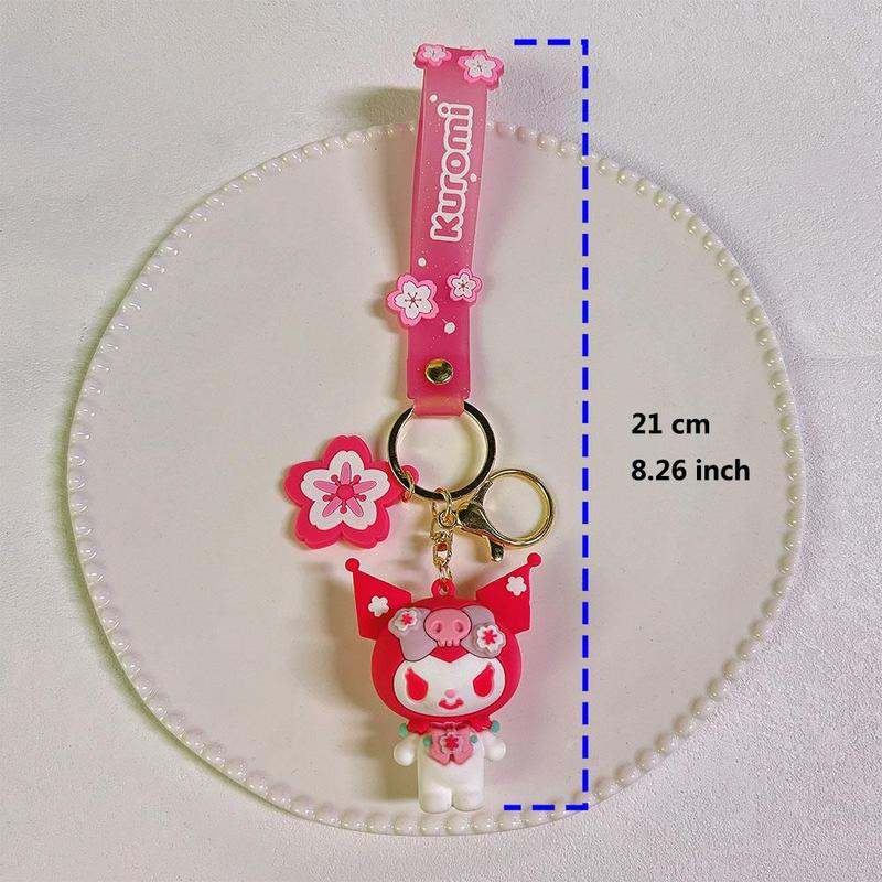 SANRIO Cute Cartoon Cat Dog Design Phone Chain, Cherry Blossom Series Keychain for Women & Girls, Fashion Phone Decorative Accessories for Daily Use