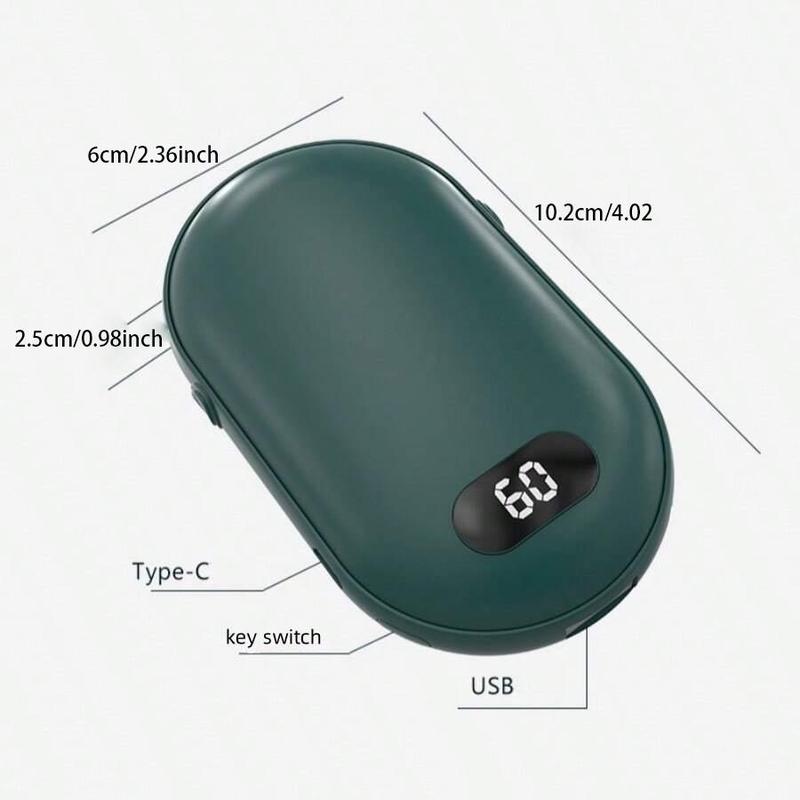 2-in-1 Hand Warmer & Power Bank, 1 Count 4000mAh Large Capacity Rechargeable Hand Warmer, Portable Digital Display Hand Warmer for Winter, Christmas Gift