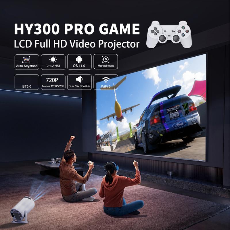 4K Multi-function Bluetooth Projector WIFI Projector With Screen&Two Game Consoles Full HD Portable Projector 270° Compatible with iPhone PC Laptop