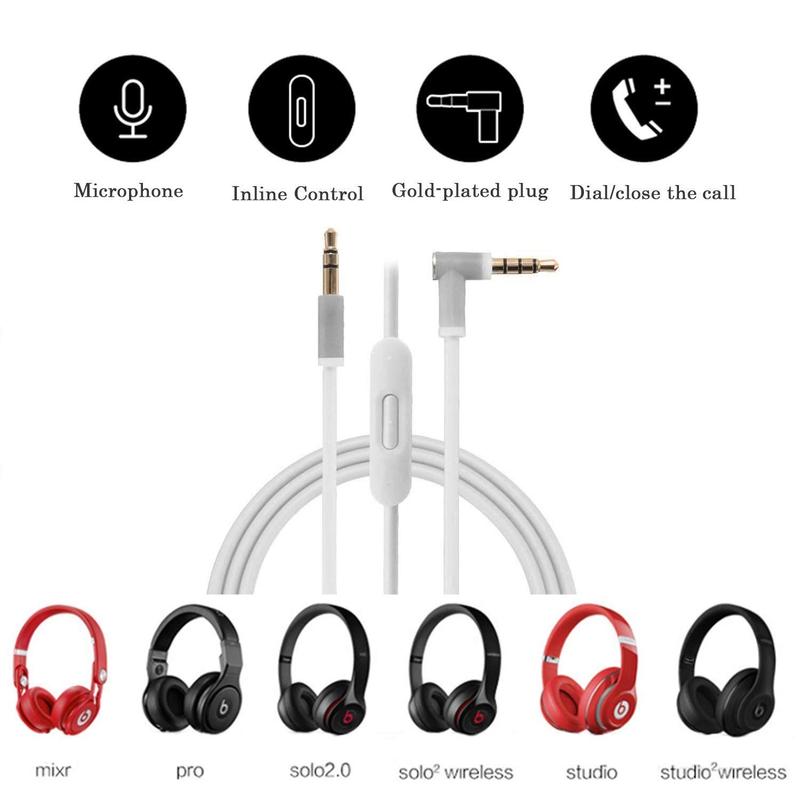 Replacement Audio Cable Cord Wire,Compatible with Beats Headphones Studio Solo Pro Detox Mixr Executive Pill with In Line Mic and Control