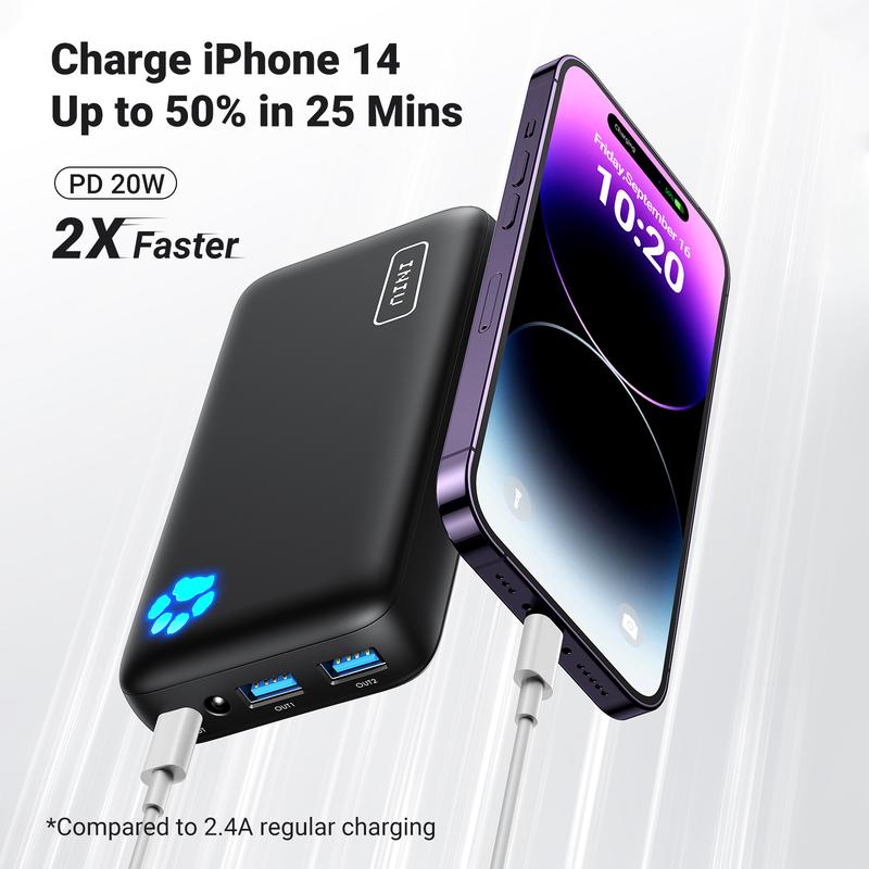 INIU Portable-Charger-Power-Bank, 22.5W PD QC 20000mAh USB C Power Bank, Fast Charging Battery Pack, 3-Output Phone Charger Compatible with iPhone 16 15 14 13 12 11 X Samsung S20 S10 Google iPad Tablet Accessories Bluetooth