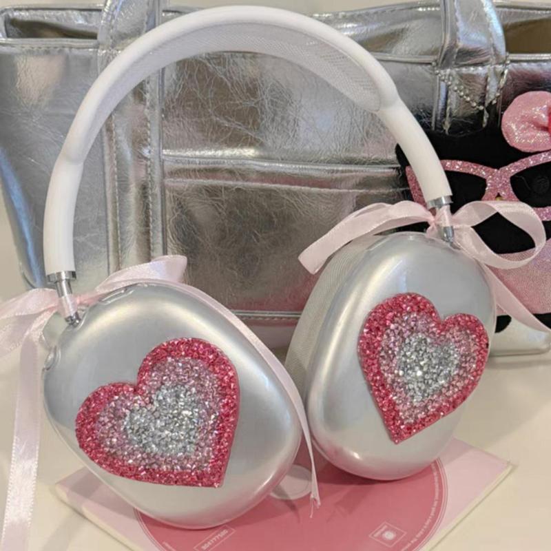 Heart Pattern Clear Earphone Case, 1 Pair Earphone Decorative Cover, Earphone Protective Case Compatible with Apple Airpods Max