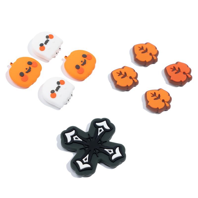 GeekShare Silicone Pumpkin Ghost Button Caps Set Joystick Cover - ABXY Key Buttons Sticker Compatible with Nintendo Switch OLED Joy-Con for Halloween