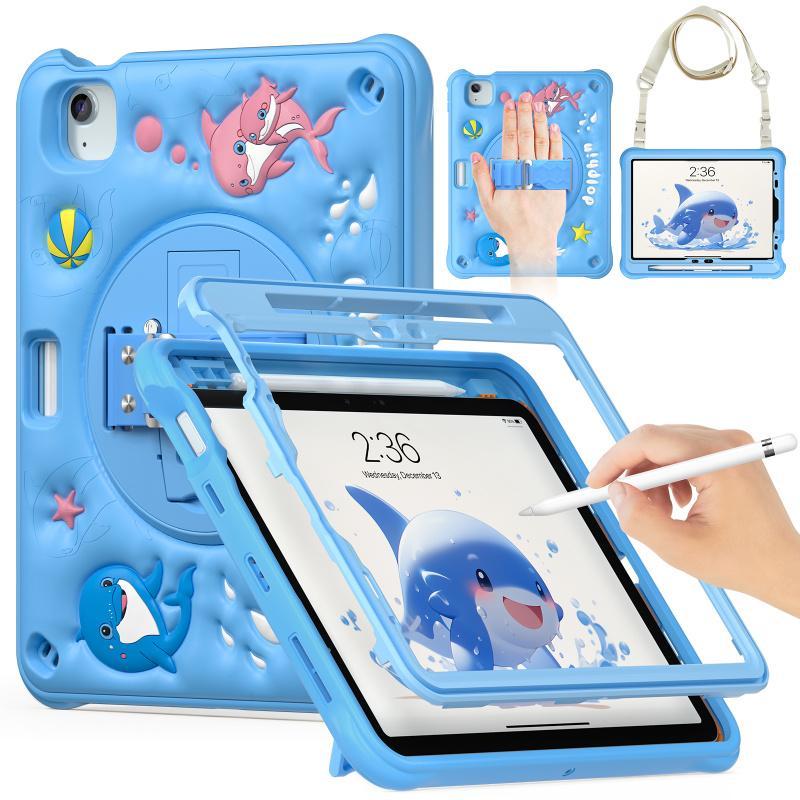 Dolphin Pattern Tablet Case with Stand, Shockproof Tablet Protective Cover, Tablet Accessories Compatible with iPad Air & iPad Pro Series