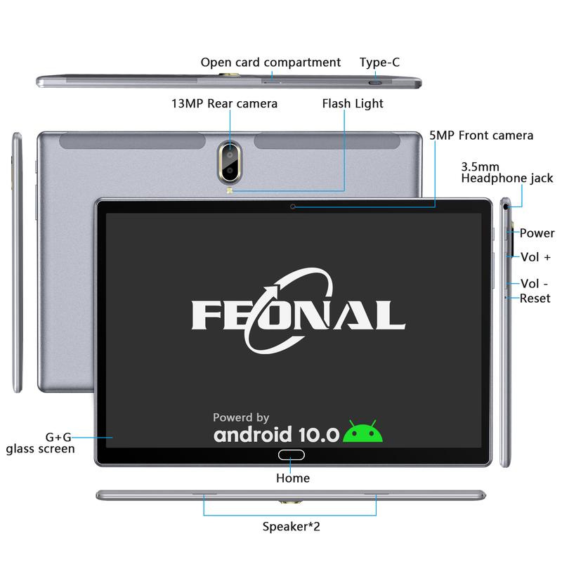 Tablet 10 inch Android Tablet 2024 Latest Update 4G Phone Tablet 64GB + 4GB Storage Octa-Core Processor, 13MP Camera, Dual SIM Card Slot, 128GB Expand Support, GPS, WiFi, Bluetooth, 1080P HD Smartphone Cellphone