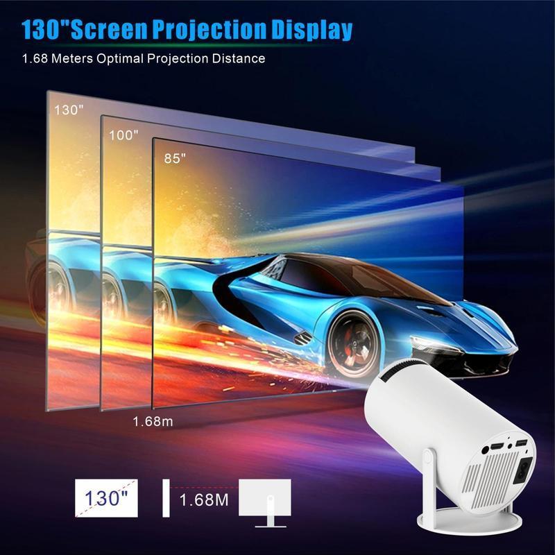 TLXT Portable Projector With Android 11, 4K HD Resolution, 5G WiFi6, Auto Horizontal Correction, 180°Rotatable Outdoor Projector