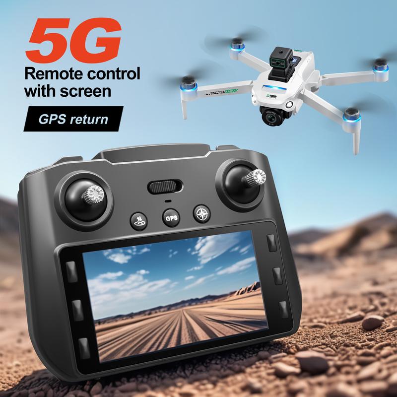 Wireless 5G GPS drone Four-sided obstacle avoidance, optical flow positioning long batttery life and screen remote controller accessories dual cameras carrollers camara inteligente WiFi PanTilt