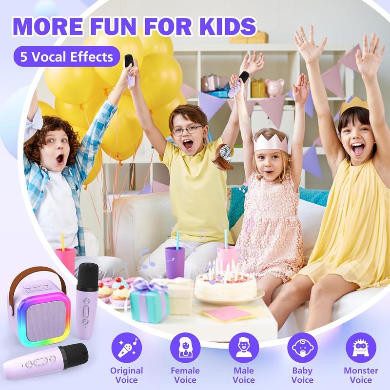 Mini Karaoke Machine for  Adults, Portable  Speaker with 2  Microphones,Toys Birthday Gifts for Girls Ages 4, 5, 6, 7, 8,9,10,11,12+ Family Home Party (Purple)