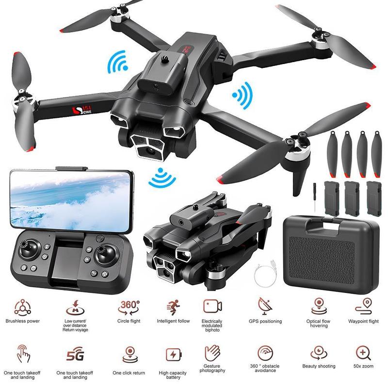 Drone With Camera 8K FPV Foldable Drone For Beginners & Children Quadcopter With Voice Gesture Control With Suitcase One-touch Take-off Land Optical Flow Positioning 360° Turn-over Waypoint Flight,Christmas gifts