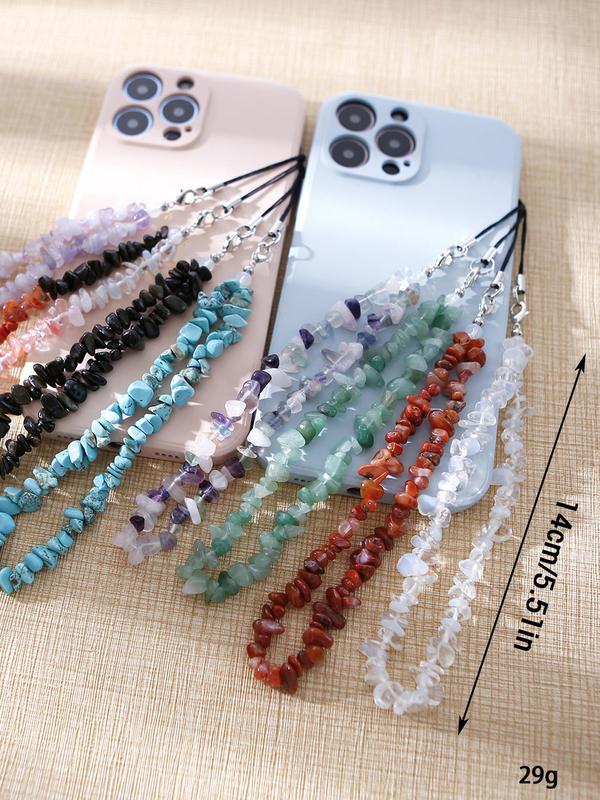 Artificial Crystal & Beaded Decor Phone Chain, Minimalist Style Phone Lanyard for Phone Decoration, Fashionable Phone Charm for Women & Girls