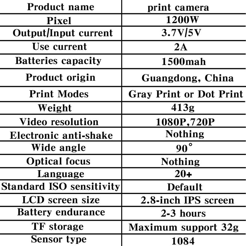 Instant Camera with 3 Print Paper, 2.8 Inch LCD Screen Digital Camera, Rechargeable 1080P Camera, Birthday Gift for Boys & Girls, Portable Camera