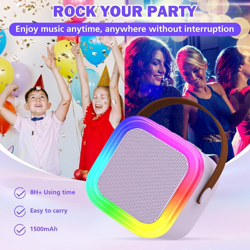 Mini Karaoke Machine for  Adults, Portable  Speaker with 2  Microphones,Toys Birthday Gifts for Girls Ages 4, 5, 6, 7, 8,9,10,11,12+ Family Home Party (Purple)