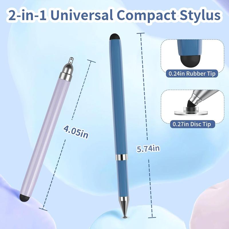 2-in-1 Stylus, Stylus Pen for Touchscreen, 4 count Stylus Pen for iPad, High Sensitivity & Precision Suitable for All Touch Screens of  ipad Android Tablets (Blue+White+Purple+Black)