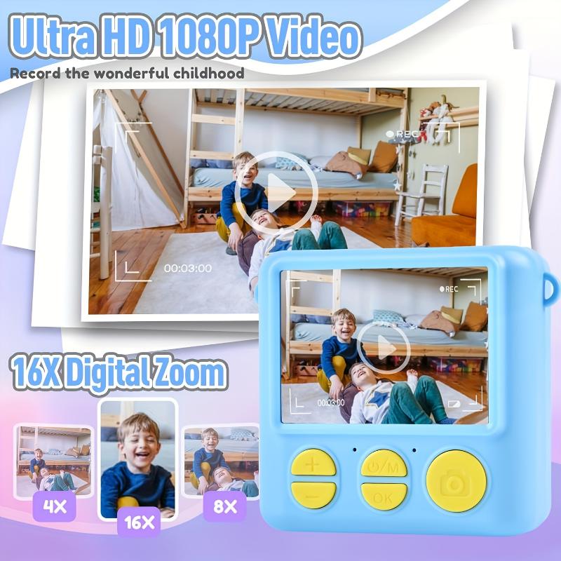 Kids Camera Instant Camera, 1080P 2.4 Inch Screen Instant Camera Kids With Print Paper & 32GB Card, Digital Camera Kids Gift For Kids3-12 Years