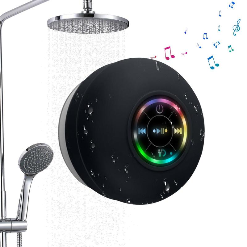 Mini Bluetooth Shower Speaker with LED Light, Waterproof Portable Wireless Speaker Shower Suction Cup Speaker, Small Surround for Party, Travel, Beach Bathroom