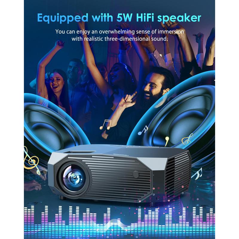 5G WiFi Bluetooth 1080P Projector, 22000LM Movie Projector with LCD Technology & 120000 Lamp Life