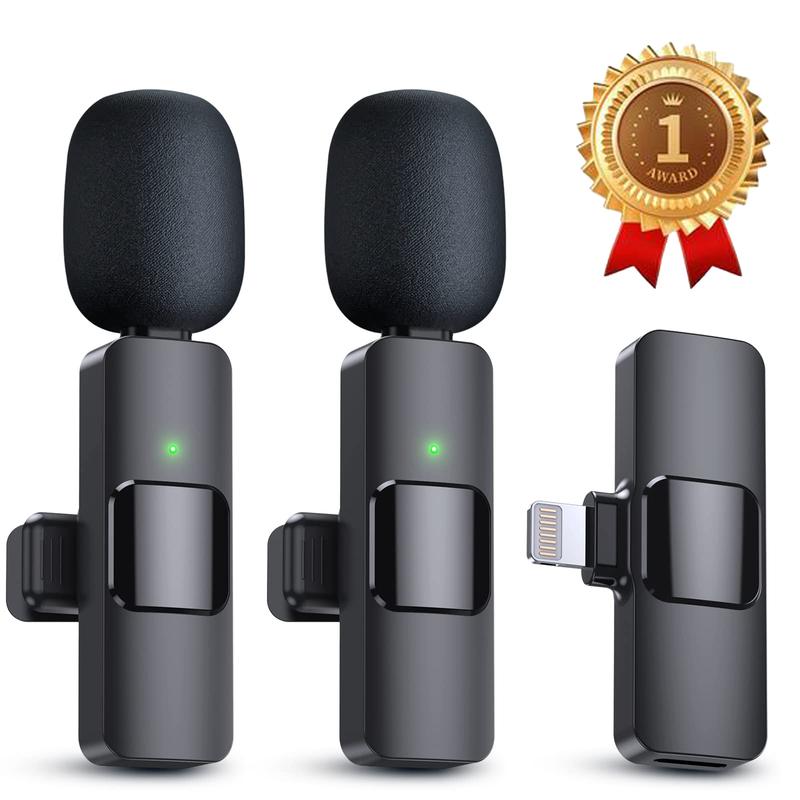 2Pack Professional Wireless Lavalier Lapel Microphone for iPhone, iPad - Cordless Omnidirectional Condenser Recording Mic for Interview Video Podcast Vlog,TikTok